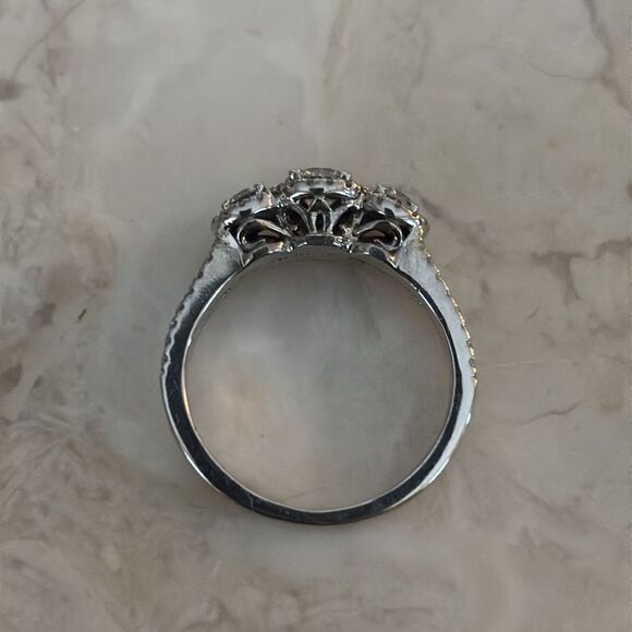 1.07 Carat Natural Diamond Past, Present, Future 14K Gold Engagement Ring $5,600 - Picture 8 of 15